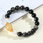Wholesale Natural Silver Obsidian Golden Rutilated Quartz White Crystal Bracelet - Energy & Wisdom